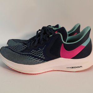 Nike Zoom 6 Winflow Running Shoes Sneakers Navy Blue Pink Teal Size 8.5